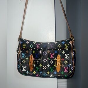 Louis Vuitton Murakami Black Multicolor Monogram Shoulder Bag
